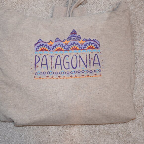 Patagonia Gray Hoodie with Purple and Orange Accents - Picture 2 of 7